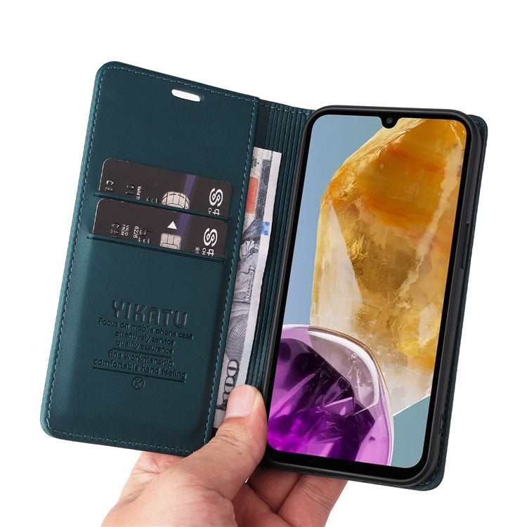 YIKATU YK-001 For Samsung Galaxy M15 5G Phone Cover Magnetic Closure Leather Shock Absorbing Case - Green