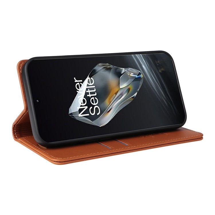 YIKATU YK-001 For OnePlus 12 5G Wallet Case PU Leather Phone Cover Magnetic Closing - Brown
