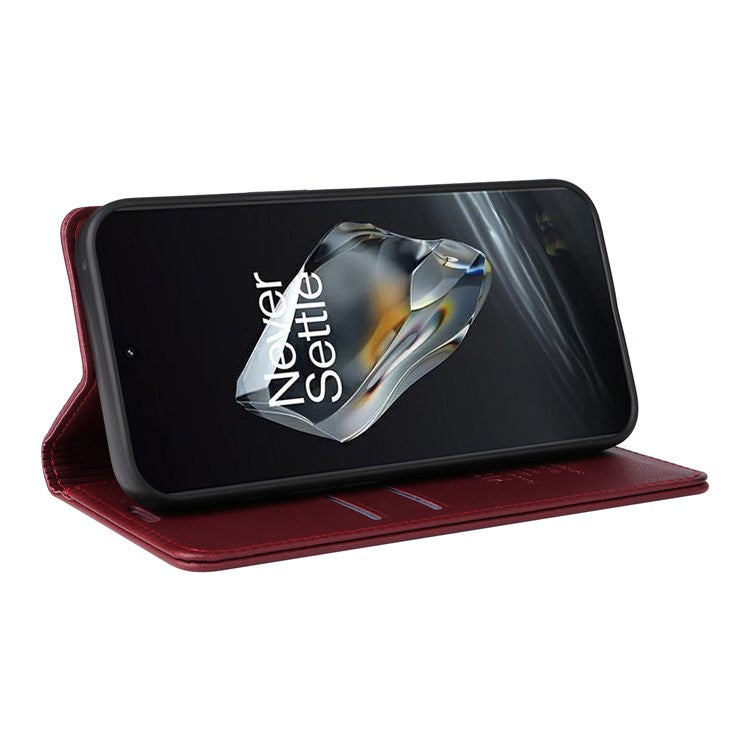 YIKATU YK-001 For OnePlus 12 5G Wallet Case PU Leather Phone Cover Magnetic Closing - Wine Red