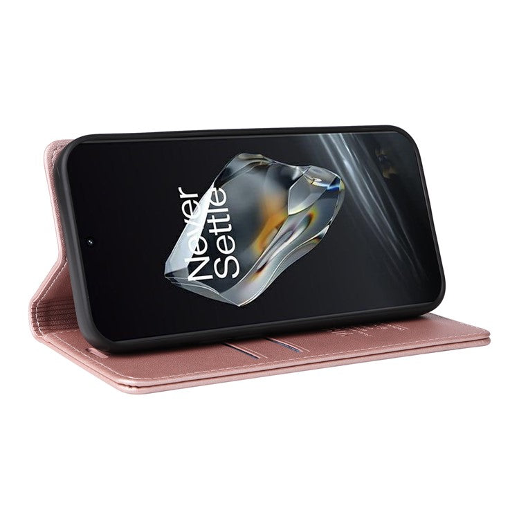 YIKATU YK-001 For OnePlus 12 5G Wallet Case PU Leather Phone Cover Magnetic Closing - Rose Gold