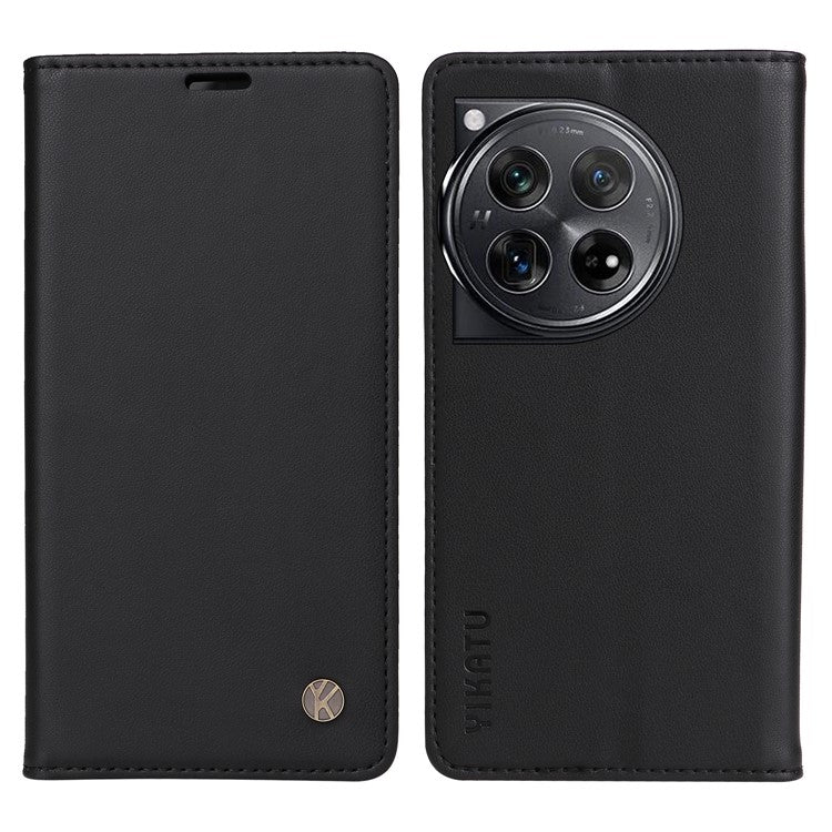 YIKATU YK-001 For OnePlus 12 5G Wallet Case PU Leather Phone Cover Magnetic Closing - Black