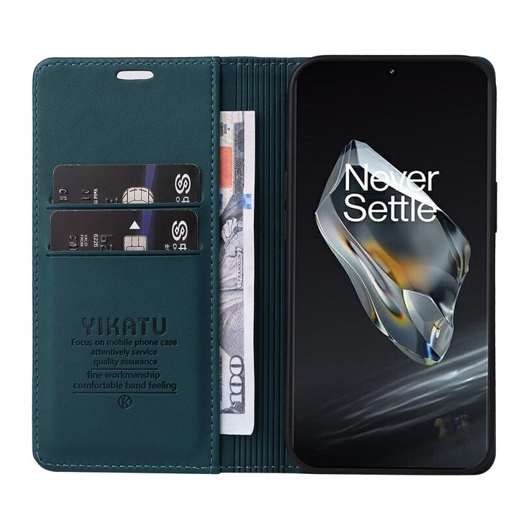 YIKATU YK-001 For OnePlus 12 5G Wallet Case PU Leather Phone Cover Magnetic Closing - Green