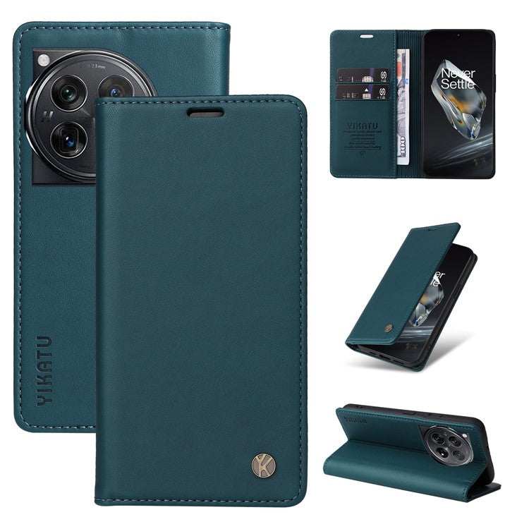 YIKATU YK-001 For OnePlus 12 5G Wallet Case PU Leather Phone Cover Magnetic Closing - Green