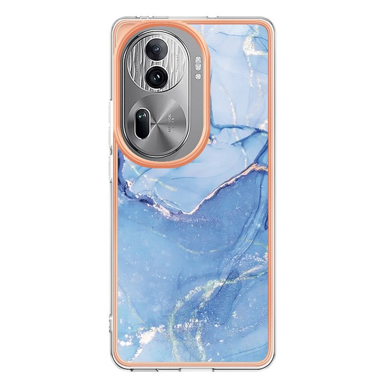 YB IMD Series-16 Style-E For Oppo Reno11 Pro 5G (Global) Phone Case 2.0mm Marble Pattern TPU Cover - Blue