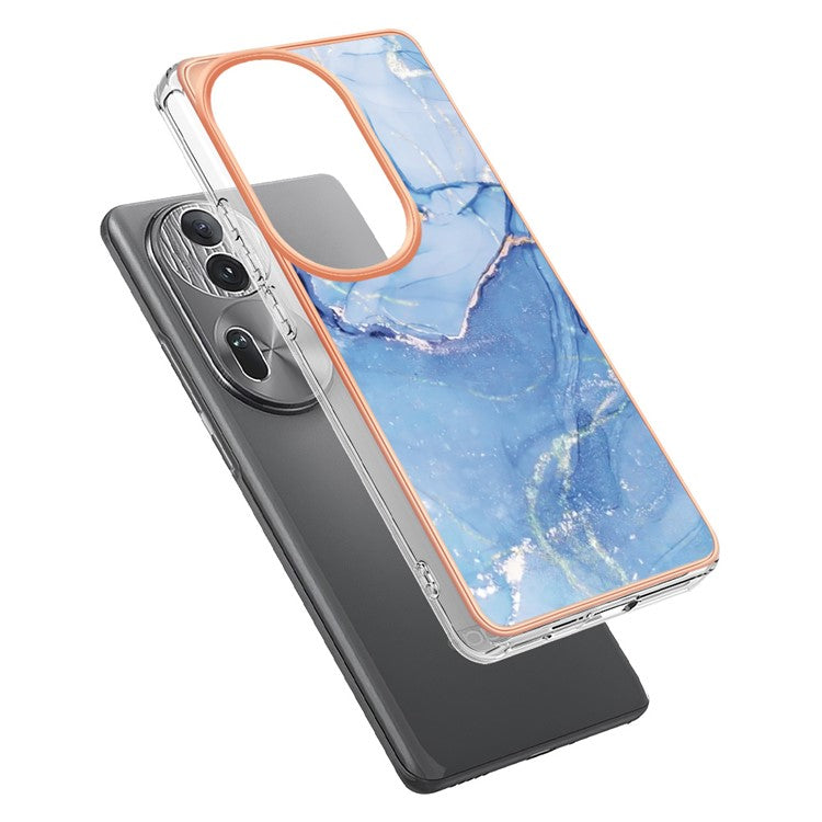 YB IMD Series-16 Style-E For Oppo Reno11 Pro 5G (Global) Phone Case 2.0mm Marble Pattern TPU Cover - Blue
