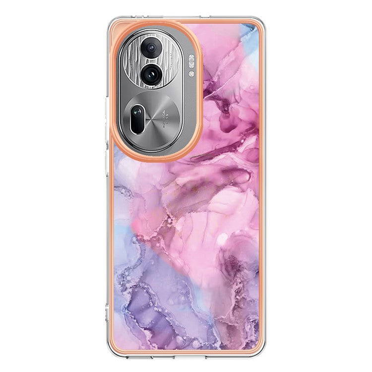 YB IMD Series-16 Style-E For Oppo Reno11 Pro 5G (Global) Phone Case 2.0mm Marble Pattern TPU Cover - Rose