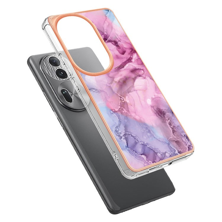 YB IMD Series-16 Style-E For Oppo Reno11 Pro 5G (Global) Phone Case 2.0mm Marble Pattern TPU Cover - Rose