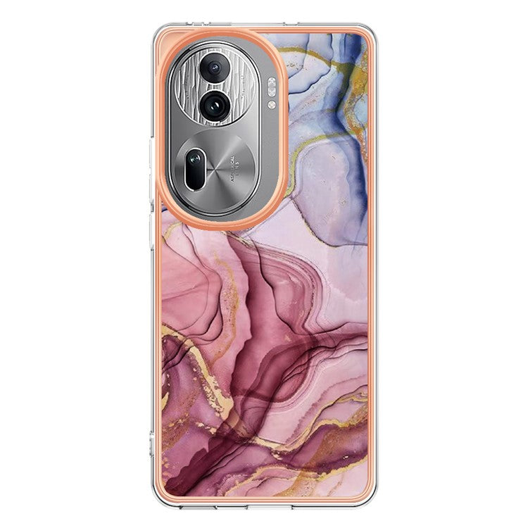 YB IMD Series-16 Style-E For Oppo Reno11 Pro 5G (Global) Phone Case 2.0mm Marble Pattern TPU Cover - Rose Gold