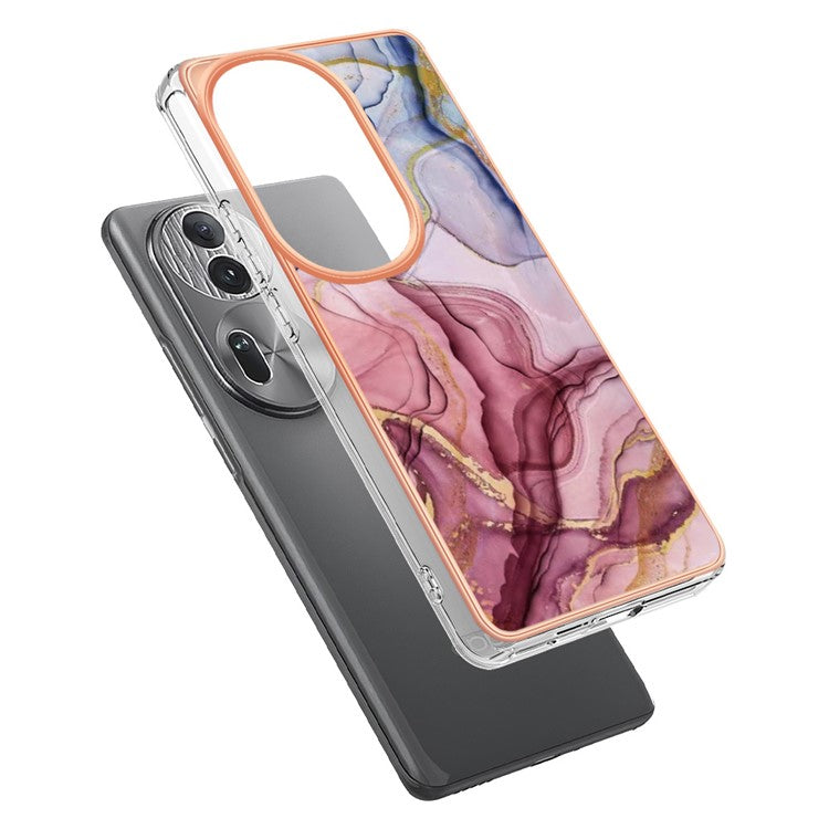 YB IMD Series-16 Style-E For Oppo Reno11 Pro 5G (Global) Phone Case 2.0mm Marble Pattern TPU Cover - Rose Gold