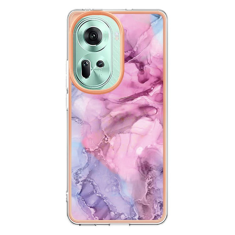 YB IMD Series-16 Style-E For Oppo Reno11 5G (Global) Flexible TPU Case Electroplating Edge Phone Cover - Rose
