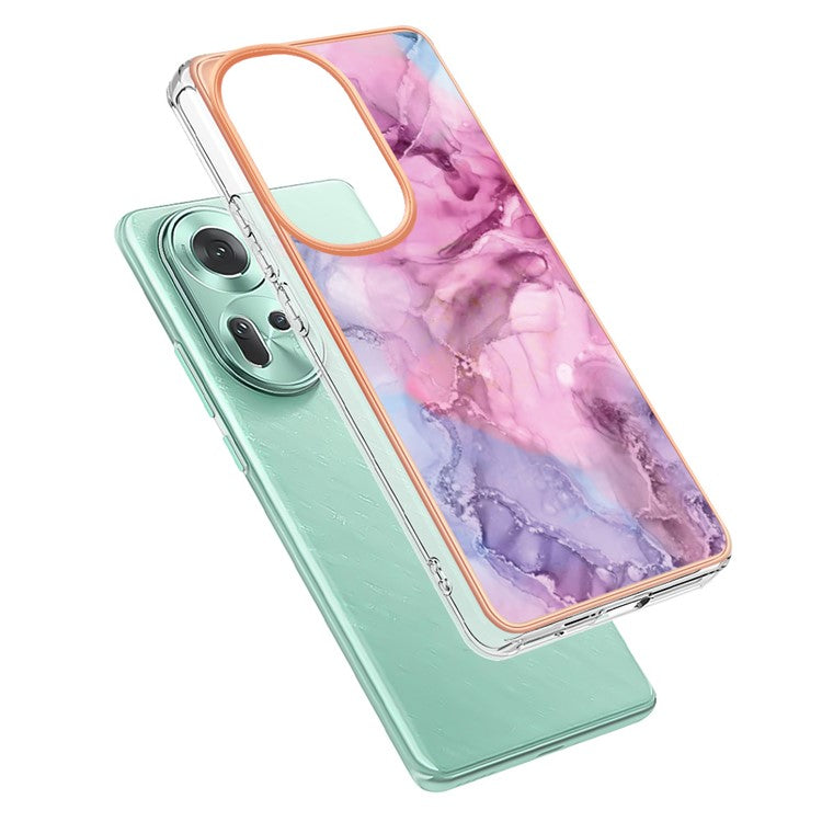 YB IMD Series-16 Style-E For Oppo Reno11 5G (Global) Flexible TPU Case Electroplating Edge Phone Cover - Rose