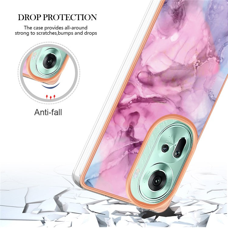 YB IMD Series-16 Style-E For Oppo Reno11 5G (Global) Flexible TPU Case Electroplating Edge Phone Cover - Rose