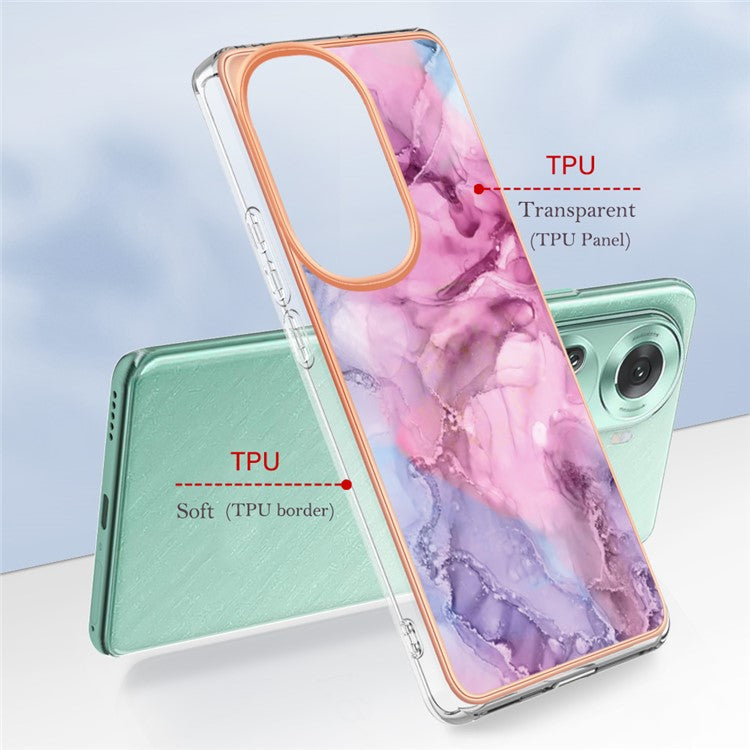 YB IMD Series-16 Style-E For Oppo Reno11 5G (Global) Flexible TPU Case Electroplating Edge Phone Cover - Rose