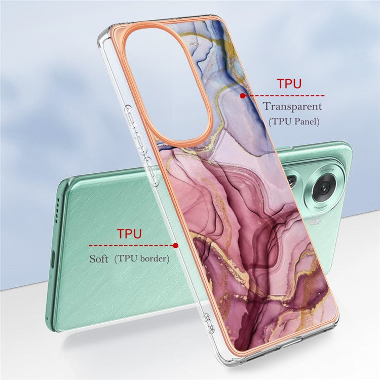 YB IMD Series-16 Style-E For Oppo Reno11 5G (Global) Flexible TPU Case Electroplating Edge Phone Cover - Rose Gold