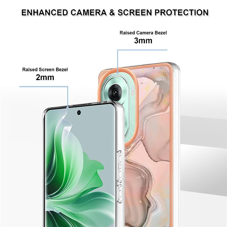 YB IMD Series-16 Style-E For Oppo Reno11 5G (Global) Flexible TPU Case Electroplating Edge Phone Cover - Pink
