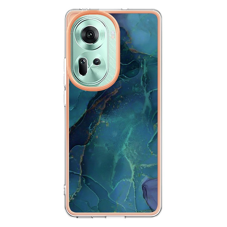 YB IMD Series-16 Style-E For Oppo Reno11 5G (Global) Flexible TPU Case Electroplating Edge Phone Cover - Green
