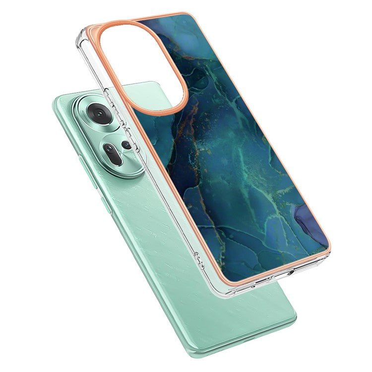 YB IMD Series-16 Style-E For Oppo Reno11 5G (Global) Flexible TPU Case Electroplating Edge Phone Cover - Green