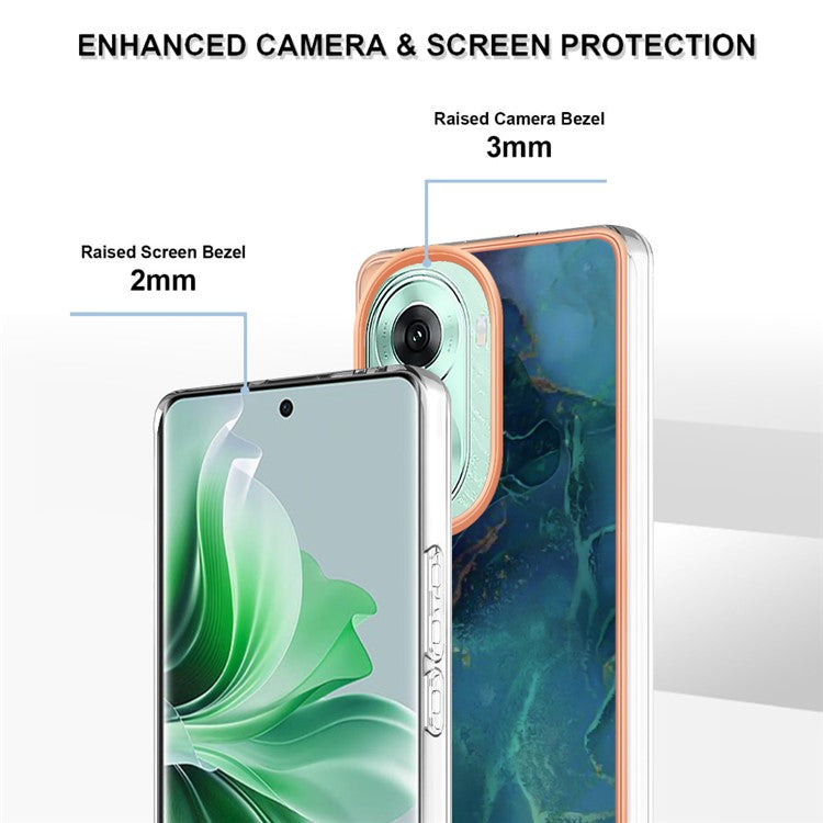YB IMD Series-16 Style-E For Oppo Reno11 5G (Global) Flexible TPU Case Electroplating Edge Phone Cover - Green