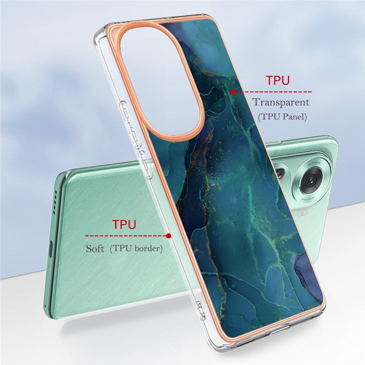 YB IMD Series-16 Style-E For Oppo Reno11 5G (Global) Flexible TPU Case Electroplating Edge Phone Cover - Green