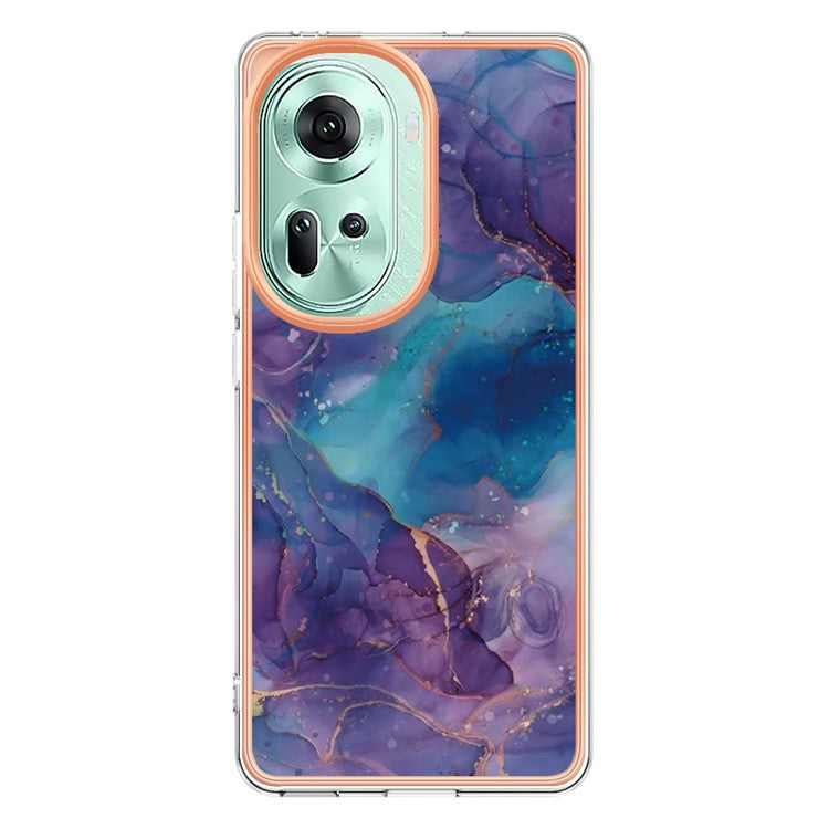 YB IMD Series-16 Style-E For Oppo Reno11 5G (Global) Flexible TPU Case Electroplating Edge Phone Cover - Purple