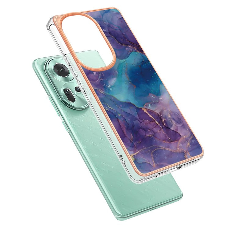 YB IMD Series-16 Style-E For Oppo Reno11 5G (Global) Flexible TPU Case Electroplating Edge Phone Cover - Purple