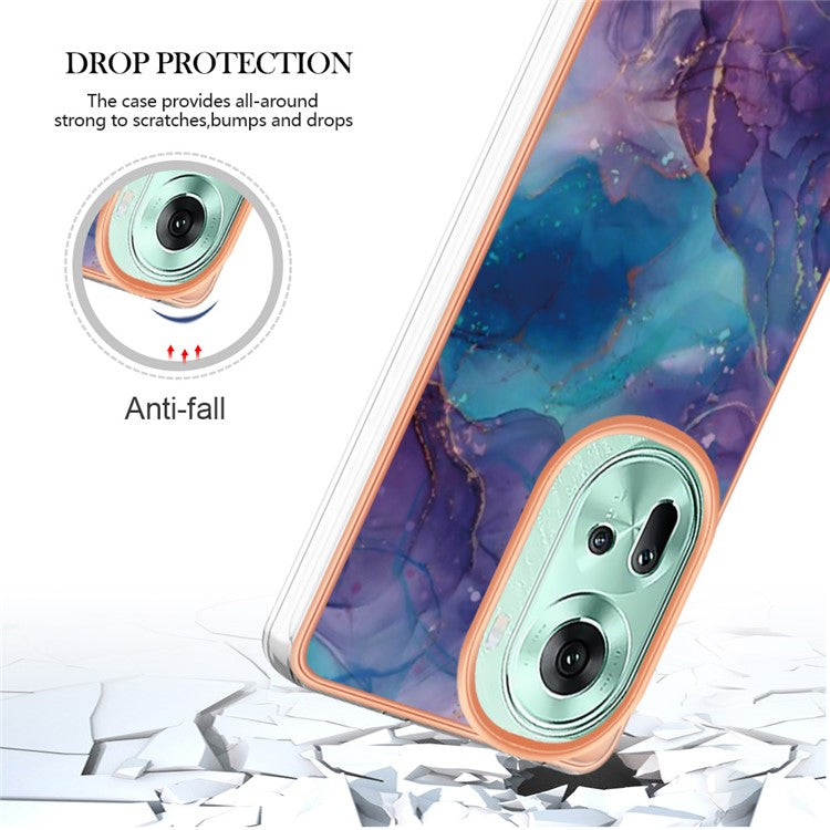 YB IMD Series-16 Style-E For Oppo Reno11 5G (Global) Flexible TPU Case Electroplating Edge Phone Cover - Purple