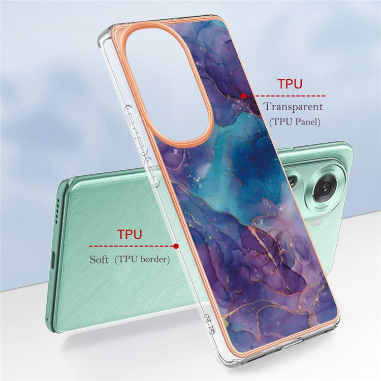 YB IMD Series-16 Style-E For Oppo Reno11 5G (Global) Flexible TPU Case Electroplating Edge Phone Cover - Purple