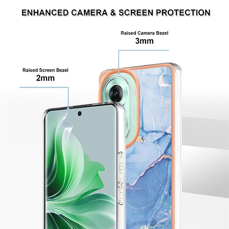 YB IMD Series-16 Style-E For Oppo Reno11 5G (Global) Flexible TPU Case Electroplating Edge Phone Cover - Blue