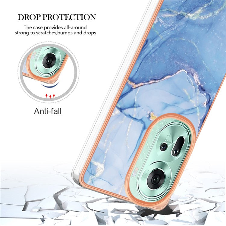 YB IMD Series-16 Style-E For Oppo Reno11 5G (Global) Flexible TPU Case Electroplating Edge Phone Cover - Blue