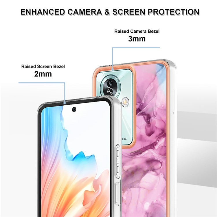 YB IMD Series-16 Style-E For Oppo A79 5G / A2 5G Marble Pattern Case 2.0mm TPU Electroplated Phone Cover - Rose