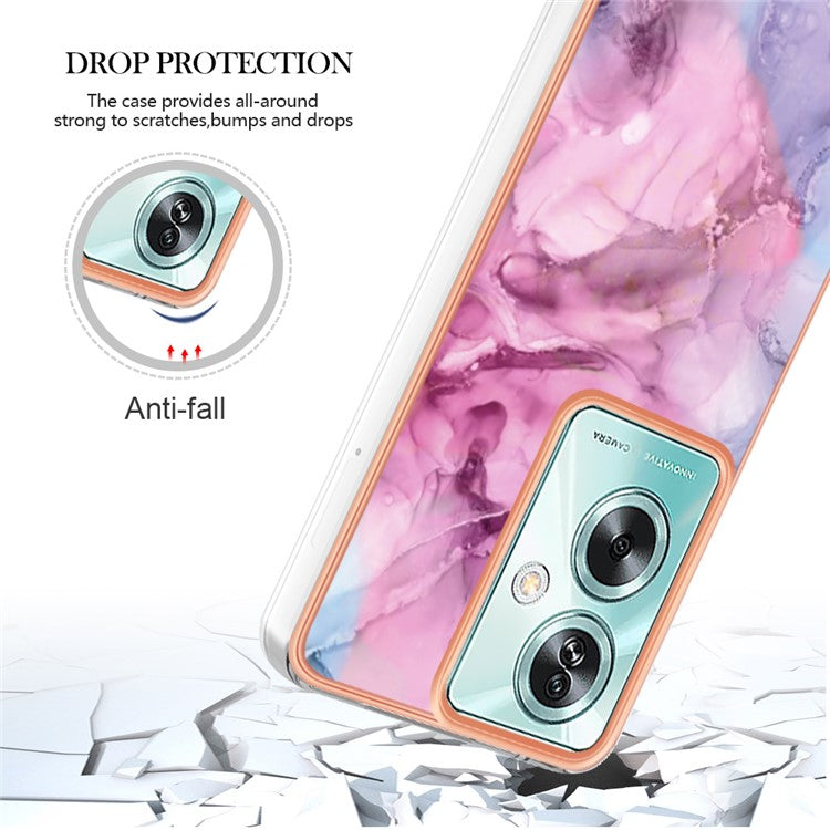 YB IMD Series-16 Style-E For Oppo A79 5G / A2 5G Marble Pattern Case 2.0mm TPU Electroplated Phone Cover - Rose