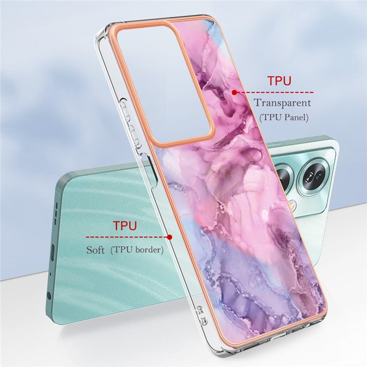 YB IMD Series-16 Style-E For Oppo A79 5G / A2 5G Marble Pattern Case 2.0mm TPU Electroplated Phone Cover - Rose