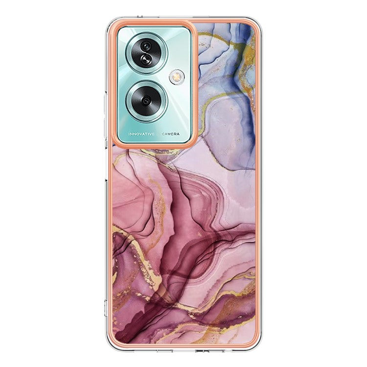YB IMD Series-16 Style-E For Oppo A79 5G / A2 5G Marble Pattern Case 2.0mm TPU Electroplated Phone Cover - Rose Gold