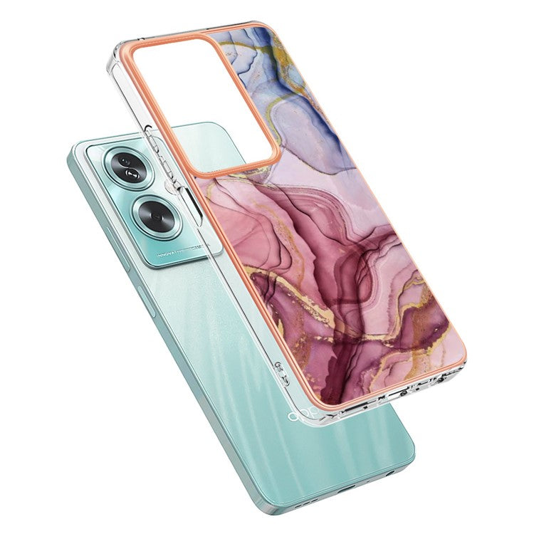 YB IMD Series-16 Style-E For Oppo A79 5G / A2 5G Marble Pattern Case 2.0mm TPU Electroplated Phone Cover - Rose Gold