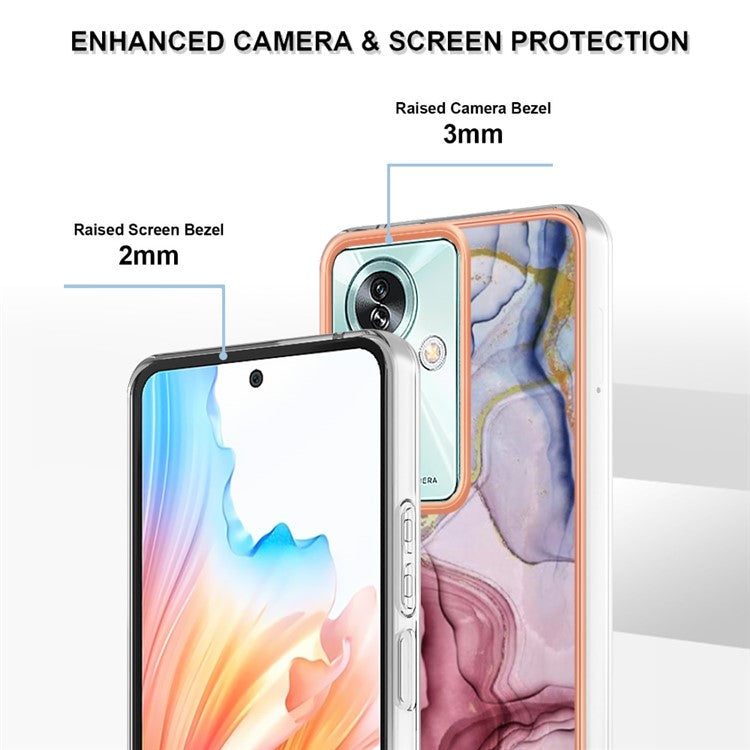 YB IMD Series-16 Style-E For Oppo A79 5G / A2 5G Marble Pattern Case 2.0mm TPU Electroplated Phone Cover - Rose Gold