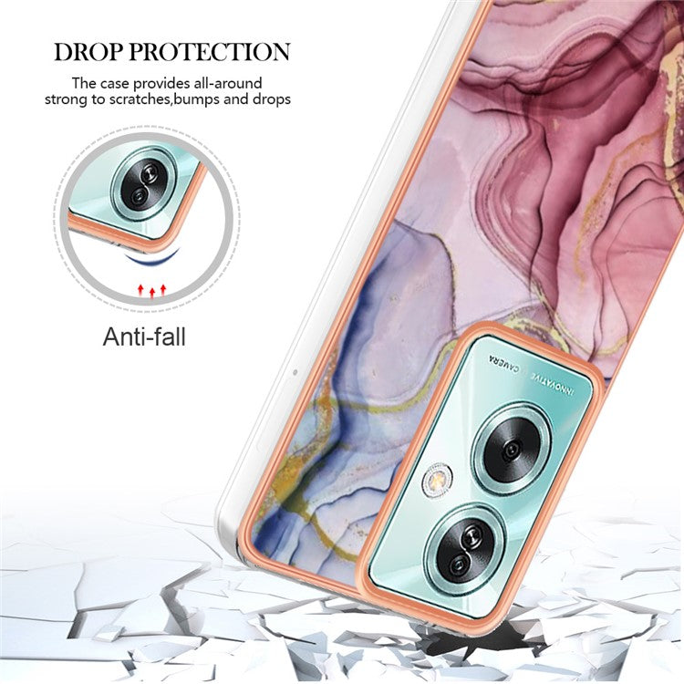 YB IMD Series-16 Style-E For Oppo A79 5G / A2 5G Marble Pattern Case 2.0mm TPU Electroplated Phone Cover - Rose Gold