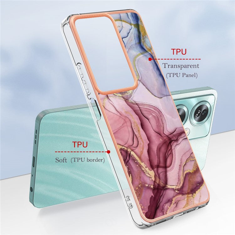 YB IMD Series-16 Style-E For Oppo A79 5G / A2 5G Marble Pattern Case 2.0mm TPU Electroplated Phone Cover - Rose Gold