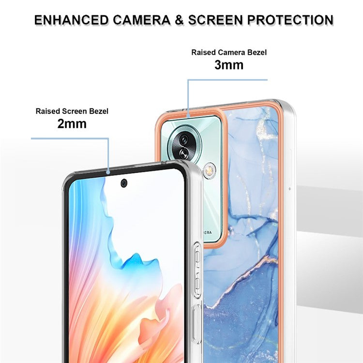 YB IMD Series-16 Style-E For Oppo A79 5G / A2 5G Marble Pattern Case 2.0mm TPU Electroplated Phone Cover - Blue