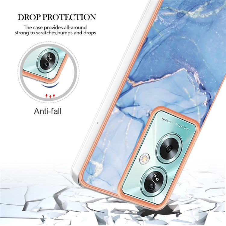 YB IMD Series-16 Style-E For Oppo A79 5G / A2 5G Marble Pattern Case 2.0mm TPU Electroplated Phone Cover - Blue
