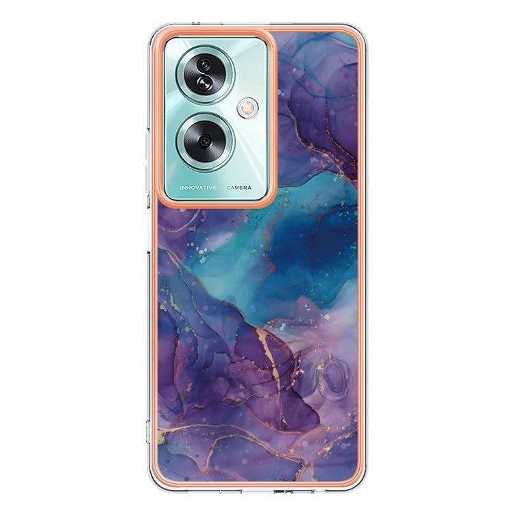 YB IMD Series-16 Style-E For Oppo A79 5G / A2 5G Marble Pattern Case 2.0mm TPU Electroplated Phone Cover - Purple