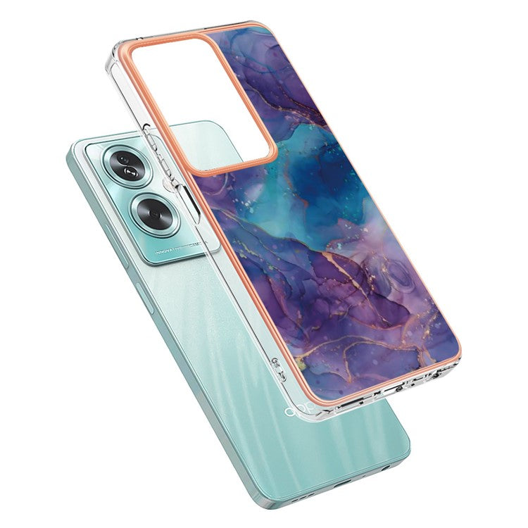 YB IMD Series-16 Style-E For Oppo A79 5G / A2 5G Marble Pattern Case 2.0mm TPU Electroplated Phone Cover - Purple