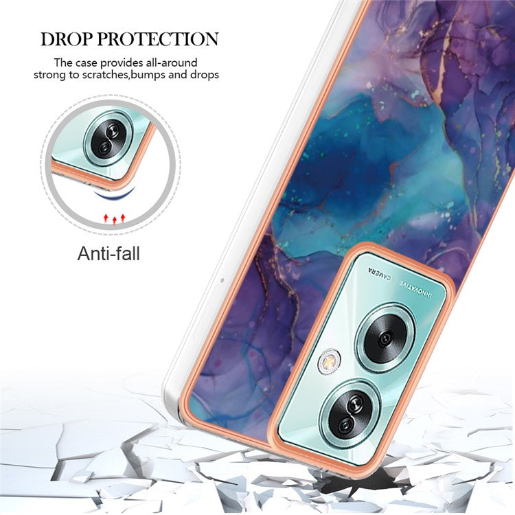 YB IMD Series-16 Style-E For Oppo A79 5G / A2 5G Marble Pattern Case 2.0mm TPU Electroplated Phone Cover - Purple
