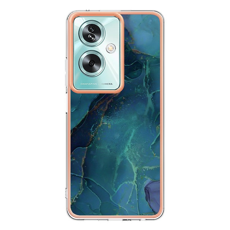 YB IMD Series-16 Style-E For Oppo A79 5G / A2 5G Marble Pattern Case 2.0mm TPU Electroplated Phone Cover - Green