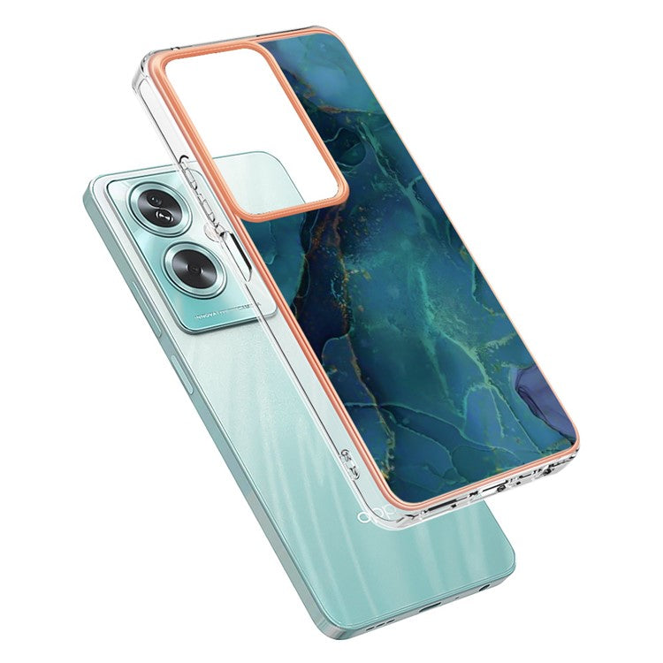 YB IMD Series-16 Style-E For Oppo A79 5G / A2 5G Marble Pattern Case 2.0mm TPU Electroplated Phone Cover - Green