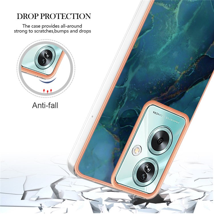 YB IMD Series-16 Style-E For Oppo A79 5G / A2 5G Marble Pattern Case 2.0mm TPU Electroplated Phone Cover - Green