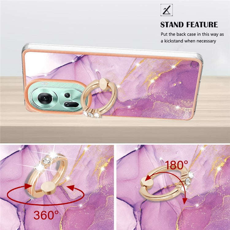 YB IMD Series-10 For Oppo Reno11 5G (Global) Case TPU Ring Kickstand Cover Electroplating Design - Purple 001