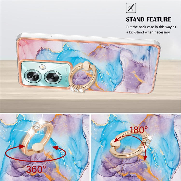 YB IMD Series-6 For Oppo A79 5G / A2 5G TPU Case Kickstand Electroplating IMD Phone Cover - Milky Way Marble Blue