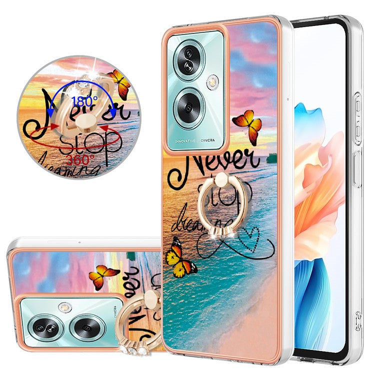 YB IMD Series-6 For Oppo A79 5G / A2 5G TPU Case Kickstand Electroplating IMD Phone Cover - Never Stop Dreaming