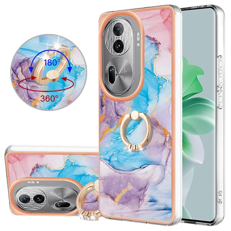 YB IMD Series-6 For Oppo Reno11 Pro 5G (Global) Phone Case TPU Phone Protective Cover Electroplating Design - Milky Way Marble Blue