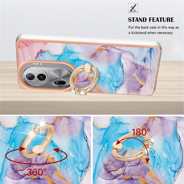 YB IMD Series-6 For Oppo Reno11 Pro 5G (Global) Phone Case TPU Phone Protective Cover Electroplating Design - Milky Way Marble Blue